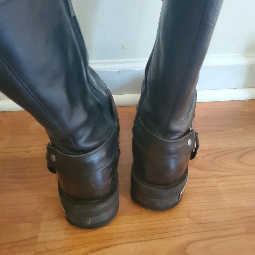 Harley Davidson D96149 Mens Black Leather Motorcycle Boots 10M - Picture 8 of 9